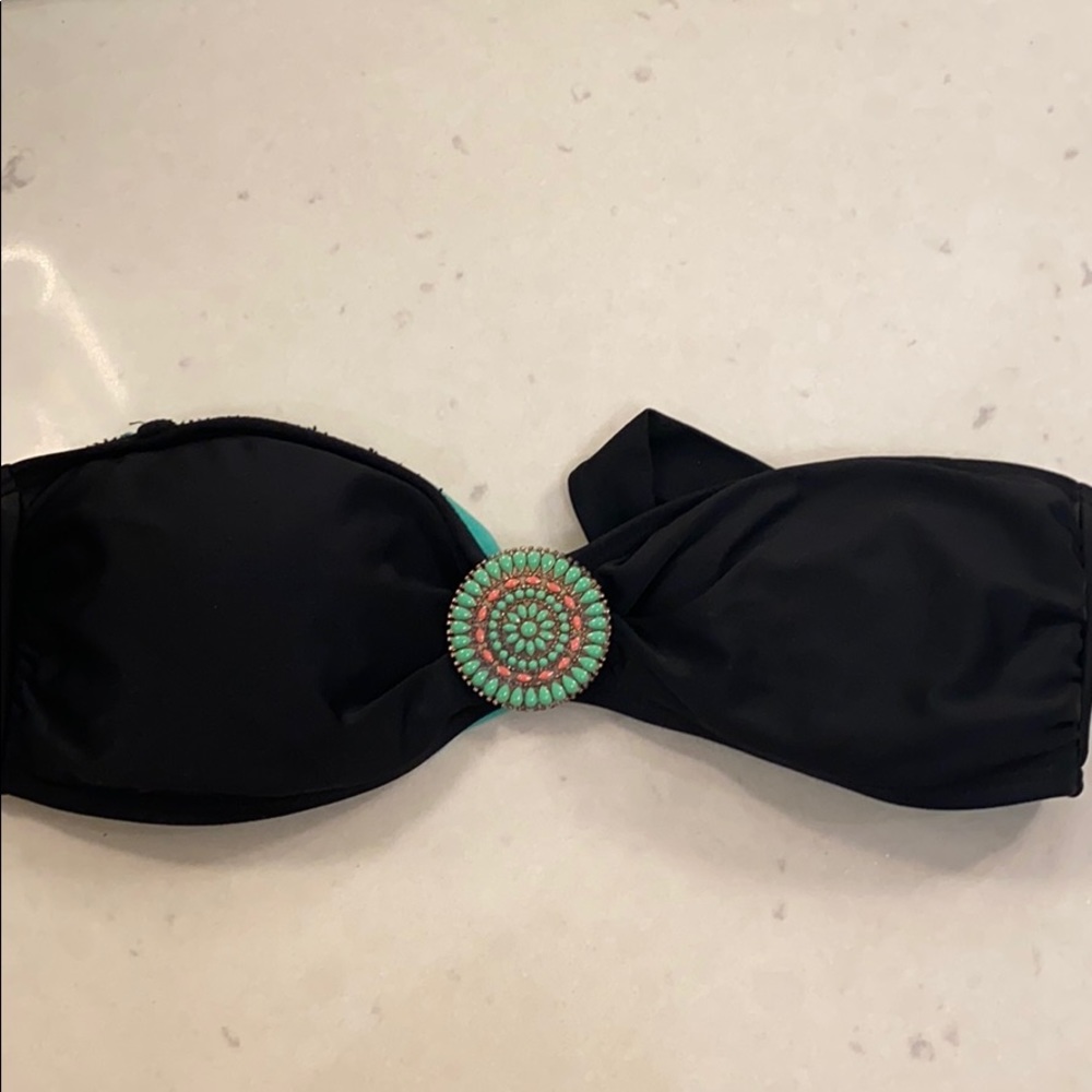 Black bandeau swimsuit top